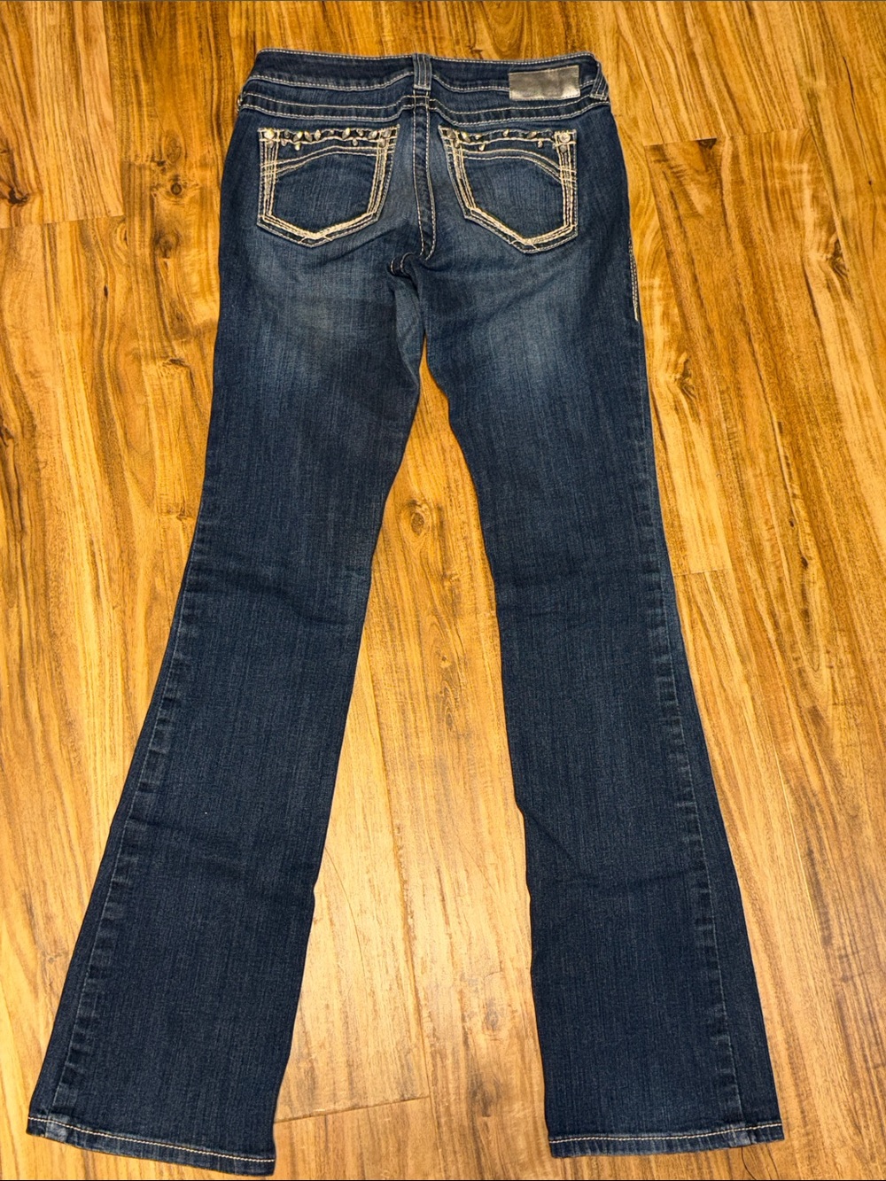 Ariat Women 28L long tall blue jeans Ruby bootcut flare low rise rhinestones - Picture 4 of 9